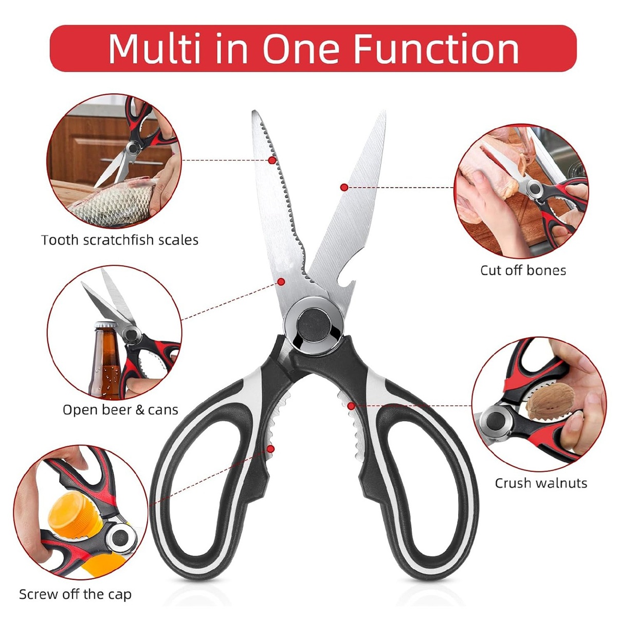 Kitchen Shears - Kitchen Scissors Heavy Duty Stainless Steel Food Shears for Cutting Meat, Fish, Poultry Shears Multipurpose Utility Scissors