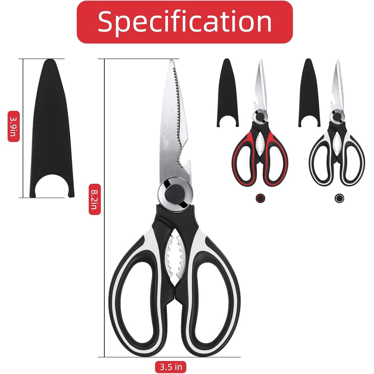 Kitchen Shears - Kitchen Scissors Heavy Duty Stainless Steel Food Shears for Cutting Meat, Fish, Poultry Shears Multipurpose Utility Scissors