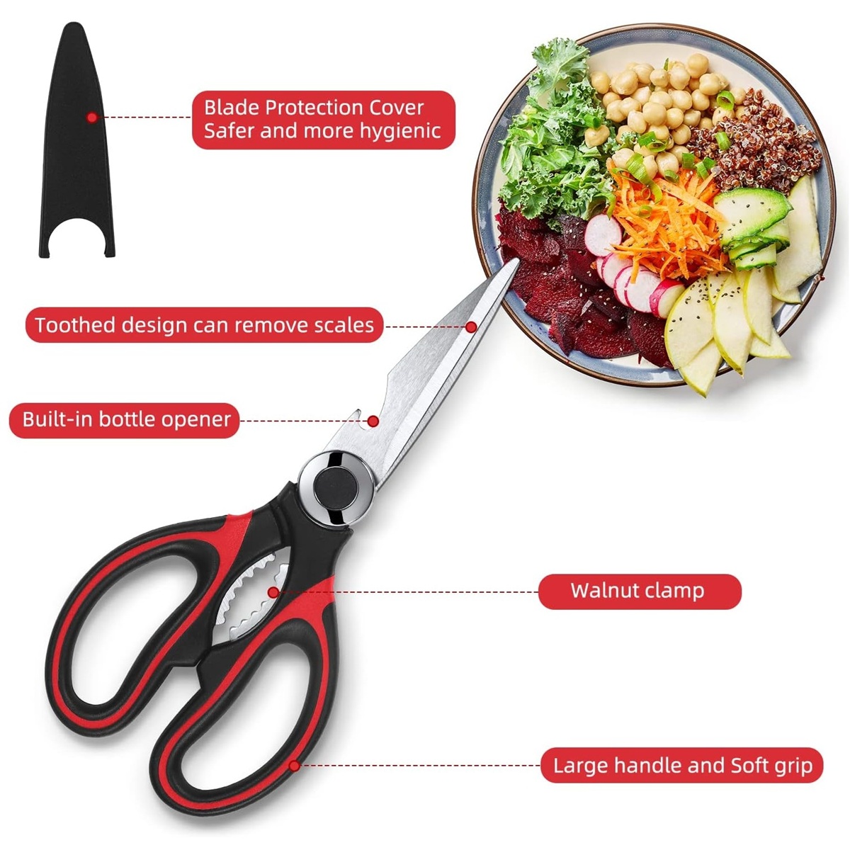 Kitchen Shears - Kitchen Scissors Heavy Duty Stainless Steel Food Shears for Cutting Meat, Fish, Poultry Shears Multipurpose Utility Scissors