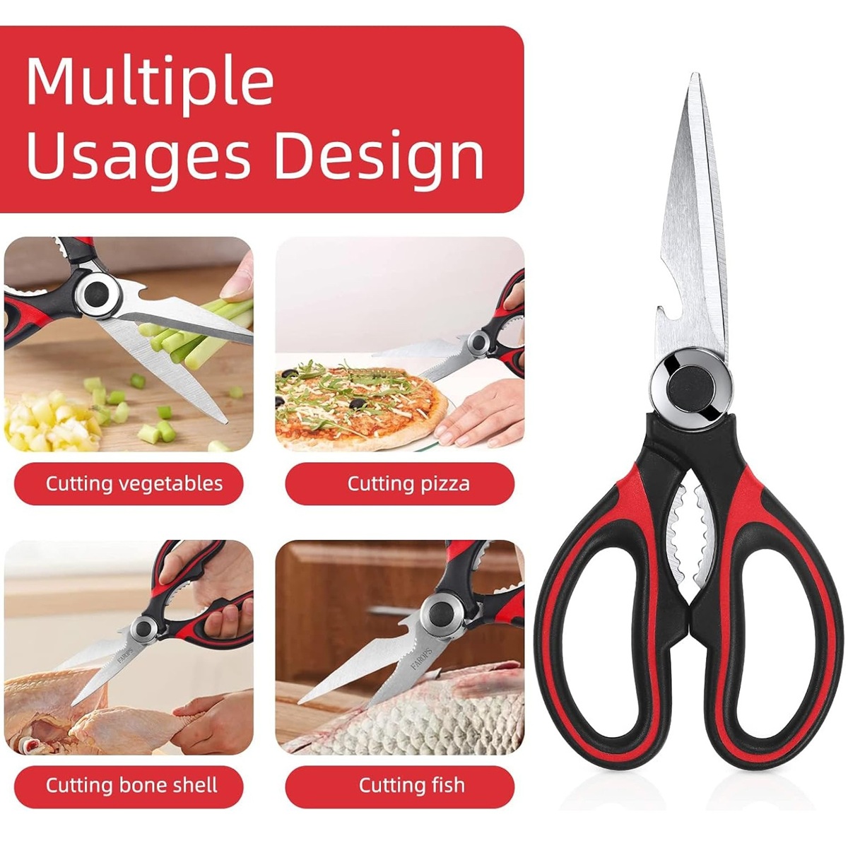 Kitchen Shears - Kitchen Scissors Heavy Duty Stainless Steel Food Shears for Cutting Meat, Fish, Poultry Shears Multipurpose Utility Scissors